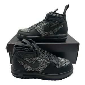 Nike Lunar Force 1 Flyknit Workboot Womens 7.5 Black White Oreo Shoes 860558-001
